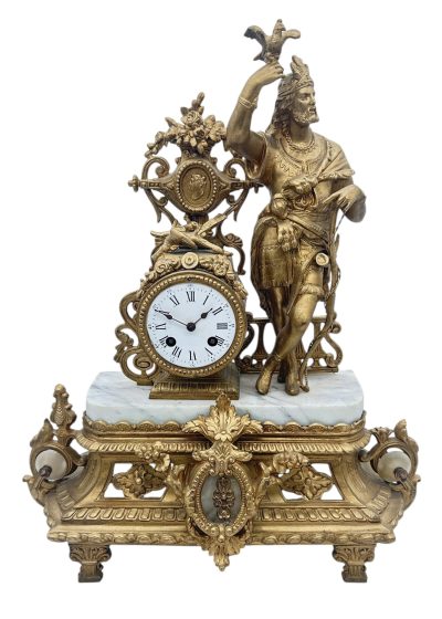 Charming French Gilt Figural Mantel Clock – ca1870 French mantel clock Antique Clocks 3