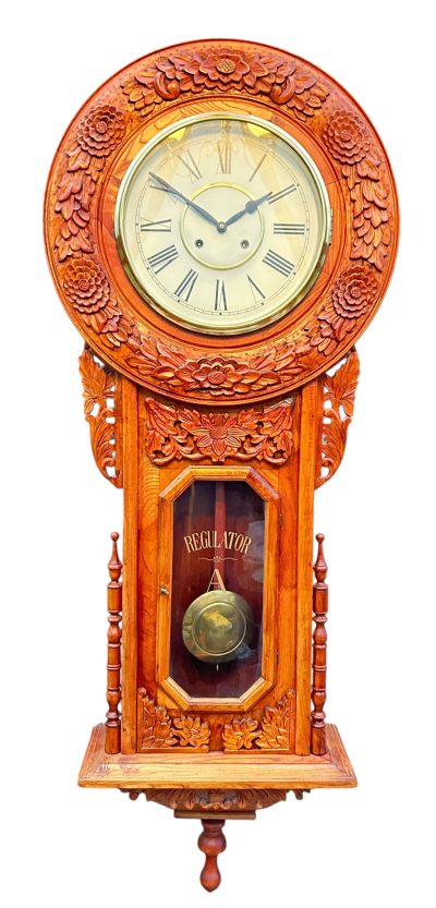 Wonderful American Ansonia Regulator Wall clock – ca1890 Regulator clock Antique Coffers 14