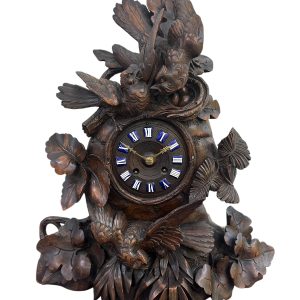 Exquisite carved Bird Black Forest Mantel Clock – ca1900 Mantel Clock Antique Clocks