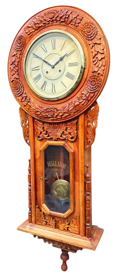 Wonderful American Ansonia Regulator Wall clock – ca1890 Regulator clock Antique Coffers 7