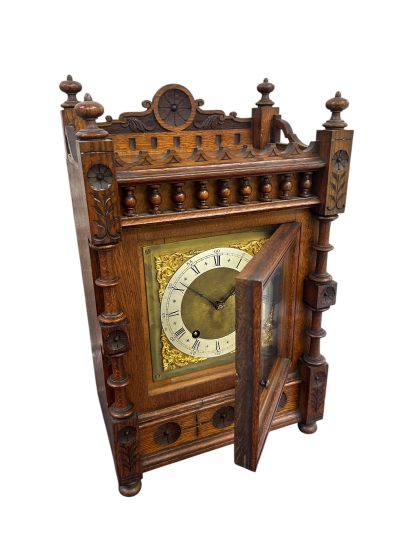 Lovely Arts & Crafts Oak Mantel Clock – ca 1900 Mantel clocks Antique Clocks 11