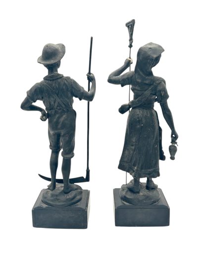 Lovely Farmer Figural Clock Garnitures – ca 1900 - Image 2