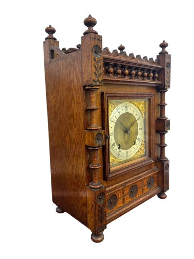 Lovely Arts & Crafts Oak Mantel Clock – ca 1900 Mantel clocks Antique Clocks 13