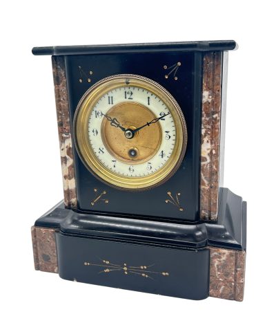 Wonderful Timepiece Slate & marble Mantel Clock – ca1895 Mantel Clock Antique Clocks 4