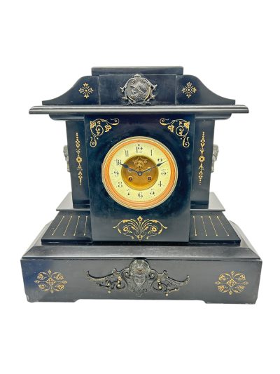 Fine Large Antique Slate 8-Day Mantel Clock –  Ca1890 Mantel clocks Antique Clocks 13