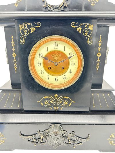 Fine Large Antique Slate 8-Day Mantel Clock –  Ca1890 Mantel clocks Antique Clocks 9