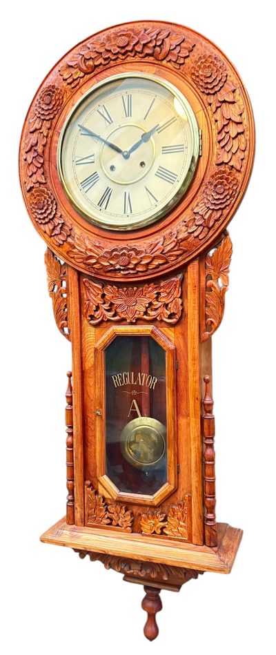 Wonderful American Ansonia Regulator Wall clock – ca1890 Regulator clock Antique Coffers 9