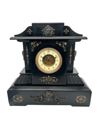 Fine Large Antique Slate 8-Day Mantel Clock –  Ca1890 Mantel clocks Antique Clocks 7