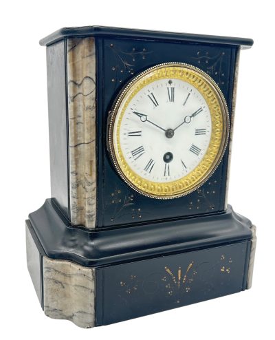 Lovely Timepiece Slate & marble Mantel Clock – ca1870 Mantel Clock Antique Clocks 8