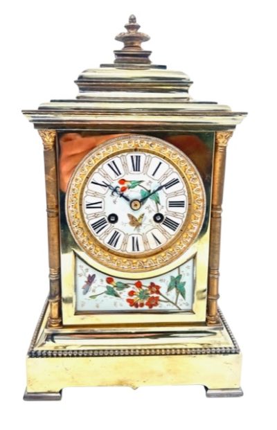 Antique French Gong Striking 8-Day Mantel Clock – Sevres Panels C1870 – Serviced June 2024 French Ormolu Antique Clocks 5