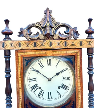 Fantastic Antique Marquetry Case Drop Dial Wall clock – ca1900 Dial Wall Clock Antique Clocks 15