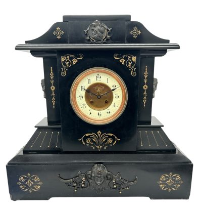 Fine Large Antique Slate 8-Day Mantel Clock –  Ca1890 Mantel clocks Antique Clocks 3