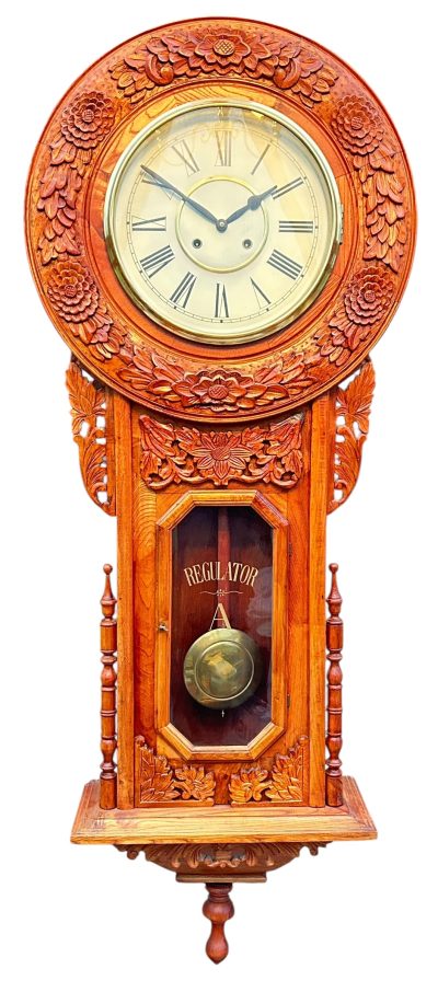 Wonderful American Ansonia Regulator Wall clock – ca1890 Regulator clock Antique Coffers 10