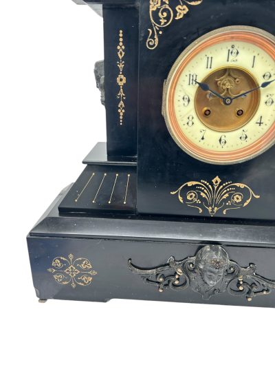 Fine Large Antique Slate 8-Day Mantel Clock –  Ca1890 Mantel clocks Antique Clocks 10