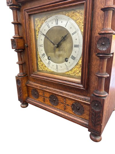 Lovely Arts & Crafts Oak Mantel Clock – ca 1900 Mantel clocks Antique Clocks 4