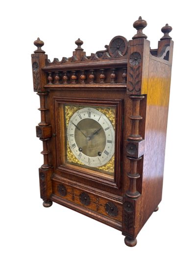 Lovely Arts & Crafts Oak Mantel Clock – ca 1900 Mantel clocks Antique Clocks 5