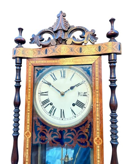 Fantastic Antique Marquetry Case Drop Dial Wall clock – ca1900 Dial Wall Clock Antique Clocks 9