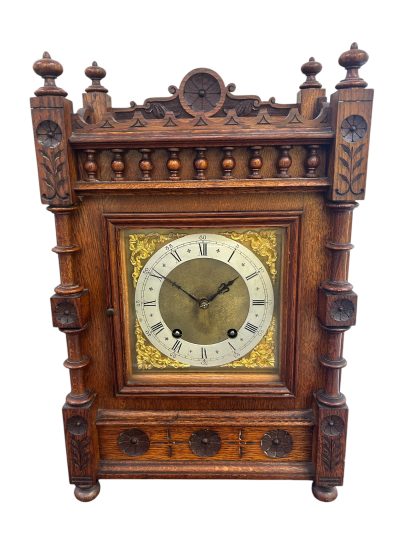 Lovely Arts & Crafts Oak Mantel Clock – ca 1900 Mantel clocks Antique Clocks 3