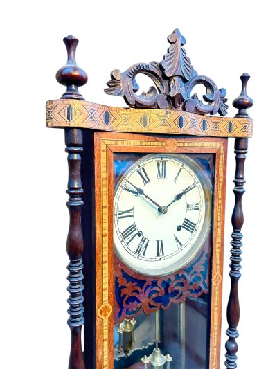 Fantastic Antique Marquetry Case Drop Dial Wall clock – ca1900 Dial Wall Clock Antique Clocks 11