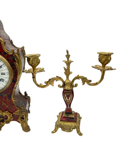 Fantastic French boulle Candelabra Clock set – Ca1870 mantel clock set Antique Clocks 5