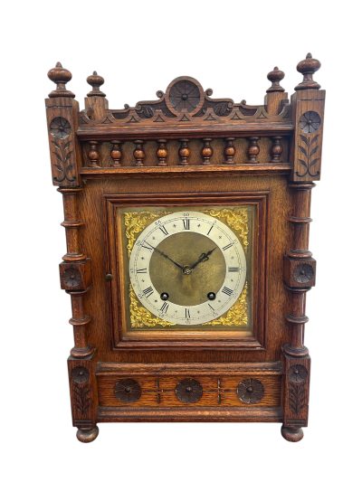 Lovely Arts & Crafts Oak Mantel Clock – ca 1900 Mantel clocks Antique Clocks 7