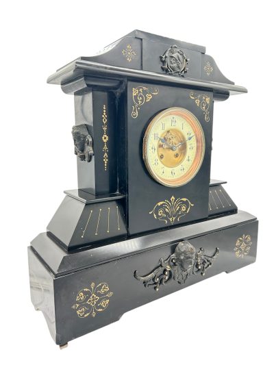 Fine Large Antique Slate 8-Day Mantel Clock –  Ca1890 Mantel clocks Antique Clocks 4