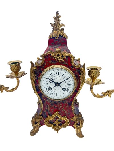 Fantastic French boulle Candelabra Clock set – Ca1870 mantel clock set Antique Clocks 7