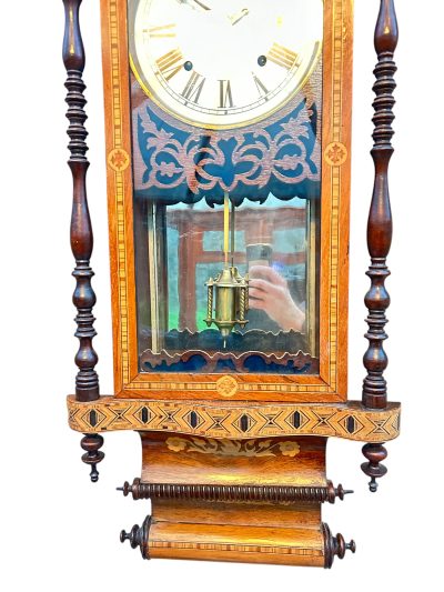 Fantastic Antique Marquetry Case Drop Dial Wall clock – ca1900 Dial Wall Clock Antique Clocks 4