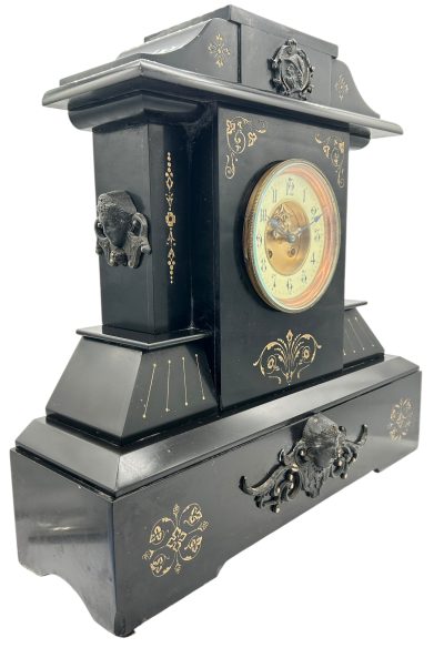 Fine Large Antique Slate 8-Day Mantel Clock –  Ca1890 Mantel clocks Antique Clocks 6