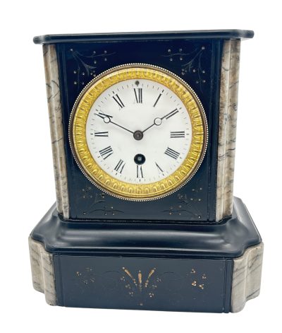 Lovely Timepiece Slate & marble Mantel Clock – ca1870 Mantel Clock Antique Clocks 7