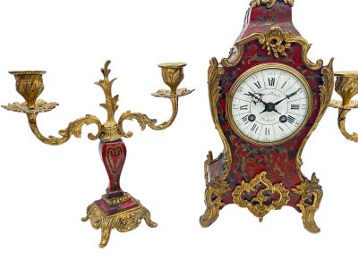 Fantastic French boulle Candelabra Clock set – Ca1870 mantel clock set Antique Clocks 6