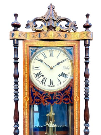 Fantastic Antique Marquetry Case Drop Dial Wall clock – ca1900 Dial Wall Clock Antique Clocks 10