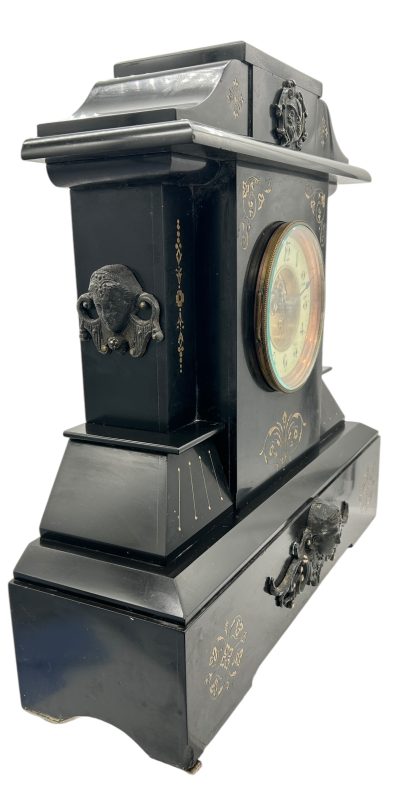 Fine Large Antique Slate 8-Day Mantel Clock –  Ca1890 Mantel clocks Antique Clocks 5