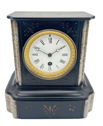 Lovely Timepiece Slate & marble Mantel Clock – ca1870 Mantel Clock Antique Clocks 4