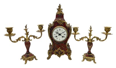 Fantastic French boulle Candelabra Clock set – Ca1870 mantel clock set Antique Clocks 3