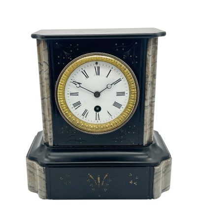 Lovely Timepiece Slate & marble Mantel Clock – ca1870 Mantel Clock Antique Clocks 3