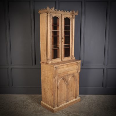 Victorian Bleached Oak Secretaire Bookcase bookcase Antique Bookcases 3