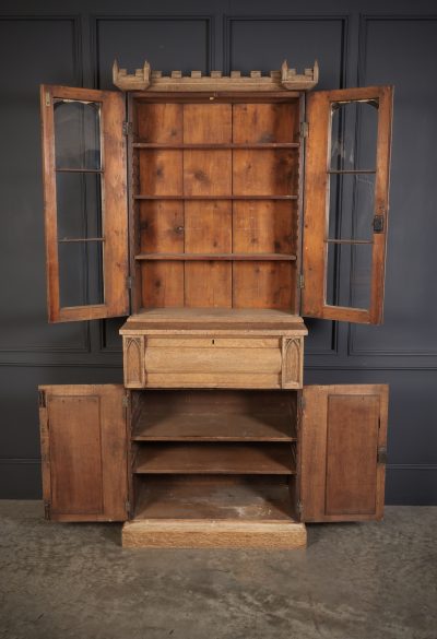 Victorian Bleached Oak Secretaire Bookcase bookcase Antique Bookcases 8