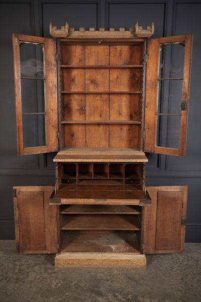 Victorian Bleached Oak Secretaire Bookcase bookcase Antique Bookcases 9