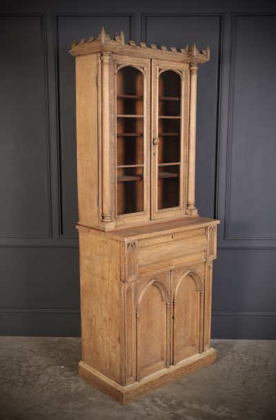 Victorian Bleached Oak Secretaire Bookcase bookcase Antique Bookcases 5