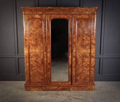 Victorian Burr Walnut Triple Wardrobe Triple Wardrobe Antique Furniture 3