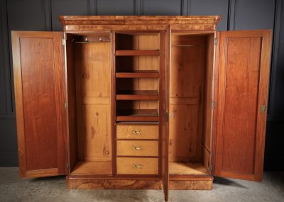 Victorian Burr Walnut Triple Wardrobe Triple Wardrobe Antique Furniture 6