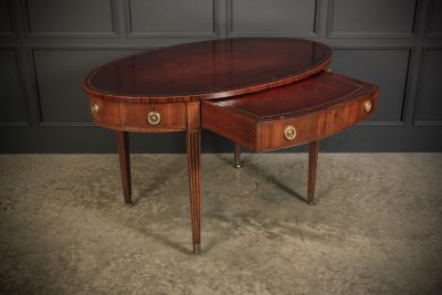 Rare 18Th C. Oval Mahogany & Leather Writing Table Desk WRITING DESK Antique Desks 11