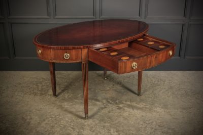 Rare 18Th C. Oval Mahogany & Leather Writing Table Desk WRITING DESK Antique Desks 12