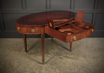 Rare 18Th C. Oval Mahogany & Leather Writing Table Desk WRITING DESK Antique Desks 13