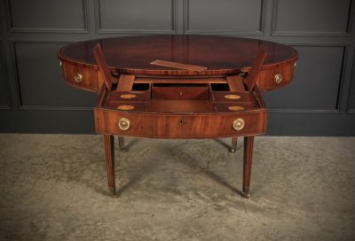 Rare 18Th C. Oval Mahogany & Leather Writing Table Desk WRITING DESK Antique Desks 14