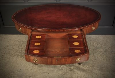 Rare 18Th C. Oval Mahogany & Leather Writing Table Desk WRITING DESK Antique Desks 7