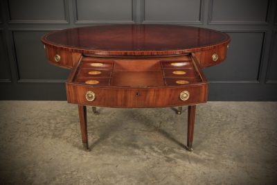 Rare 18Th C. Oval Mahogany & Leather Writing Table Desk WRITING DESK Antique Desks 8