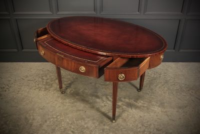 Rare 18Th C. Oval Mahogany & Leather Writing Table Desk WRITING DESK Antique Desks 19