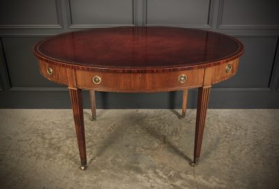 Rare 18Th C. Oval Mahogany & Leather Writing Table Desk WRITING DESK Antique Desks 25